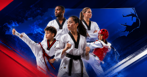 North Carolina AAU Taekwondo athletes and coaches representing the state program